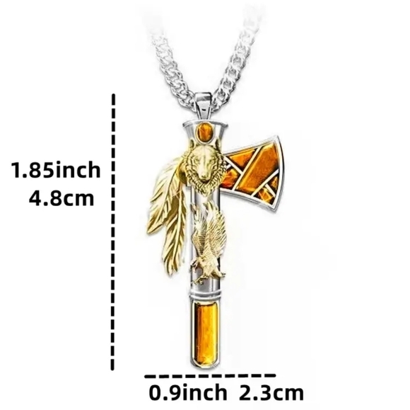 New Native American Indian Indigenous Style Axe Tomahawk Necklace - Picture 2 of 4